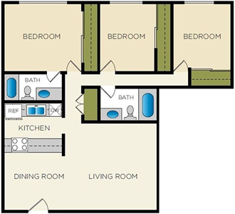 The Pinnacle - Three Bedroom / Two Bath - 1,456 Sq. Ft*